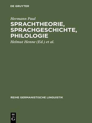 cover image of Sprachtheorie, Sprachgeschichte, Philologie